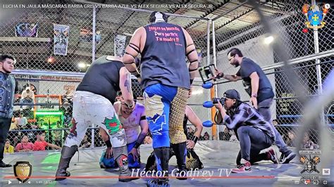 LUCHA EN JAULA MÁSCARAS O CABELLERA BARBA GRIS VS BARBA AZUL VS ALEX