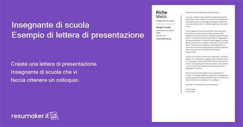 Esempi Di Lettere Di Presentazione Insegnante Di Scuola Modello E