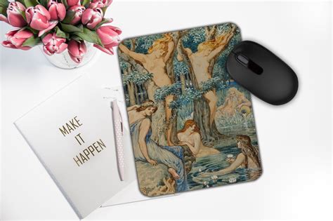 Nyads And Dryads Mouse Pad Walter T Crane Vintage Art Mousepad Antique Nude Women Art Mouse Pad
