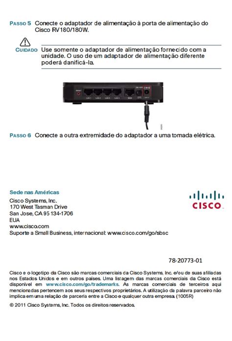 Cisco VPN RV180 e RV180W Guia de Início Rápido Português BR Cisco