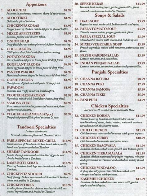 Pabla India Grill Menu, Menu for Pabla India Grill, Tukwila, Tukwila ...