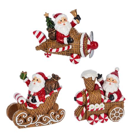 Wholesale Waffle Cone Santa Figurines 6 Pc Ppk Ganz