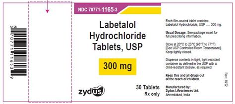 Labetalol Hydrochloride Zydus Lifesciences Limited FDA Package Insert