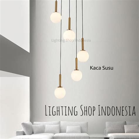 Jual Lampu Gantung Void Tangga In Gold Kaca Modern Minimalis Lampu