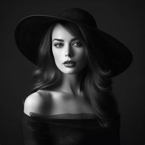 Premium Photo A Woman Wearing A Black Hat With A Black Hat On It