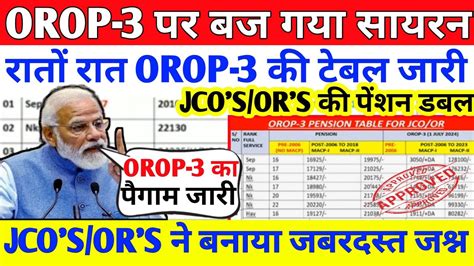 ल ज OROP 3 पर बज गय सयरन रत रत OROP 3 रवजन क official Table