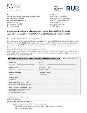 Fillable Online Antrag Auf Annahme Als Doktorand Pdf Fax Email Print