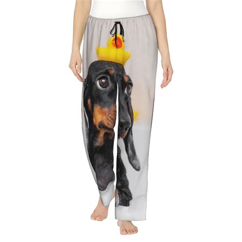 Kll Womens Dachshund Sitting In Bathtub Print Pajama Pants Soft Pajama