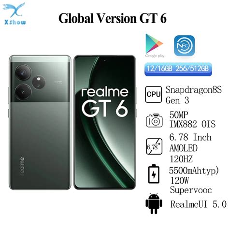 Global Version Realme GT 6 5500mAh 120W Supervooc Snapdragon 8S Gen 3