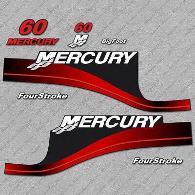 Mercury 60 Hp Four Stroke Outboard Engine Decals RED Sticker Set