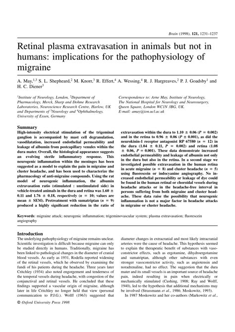 Pdf Retinal Plasma Extravasation In Animals But Not In Humans