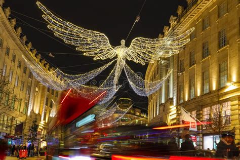 Christmas Angels Holiday Lights On Regent Street London Editorial