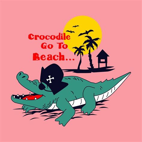 Krokodil Ga Naar Strand Ontwerp Cartoon Vectorillustratie Premium Vector