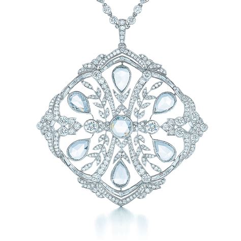 Rose Cut Diamond Pendant In Platinum With Round Brilliant Diamonds