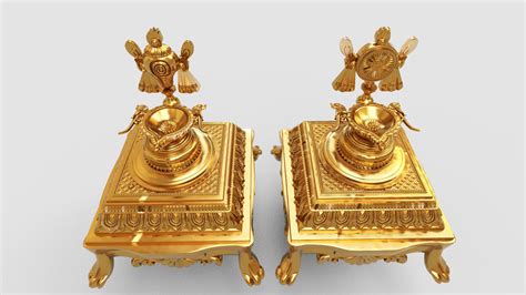 Oil Lamp 5 Shanku Chakra Balaji 3d Model Cgtrader