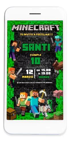 Invitacion Digital Minecraft Tarjeta Virtual Whatsapp En Venta En