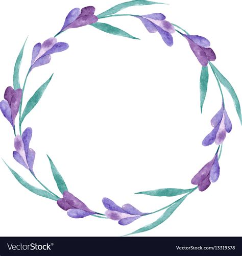 Watercolor Lavender Wreath Royalty Free Vector Image