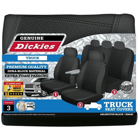 Genuine Dickies 3 Piece Arlington Truck Full Set Seat Covers Black Universal Fit