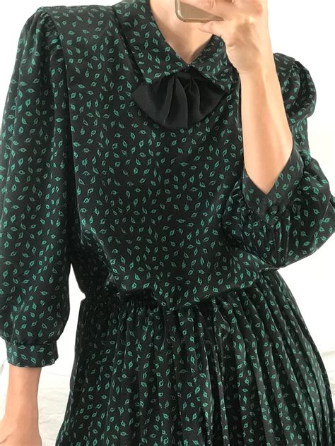 Vintage Midi Dress Pussy Bow Etsy