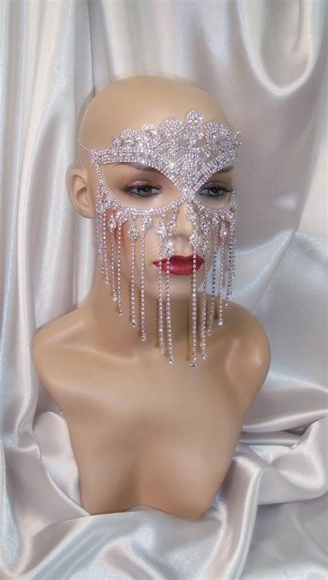 Rhinestone Masquerade Mask Crown Mask Bridal Mask Mardi Gras Mask