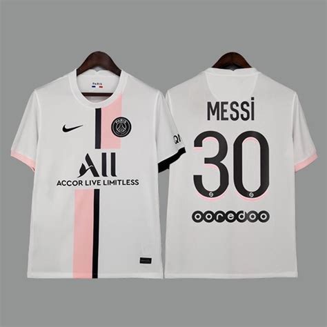 Camisa De Time PSG MESSI Branca Rosa Paris Saint Germain Mega