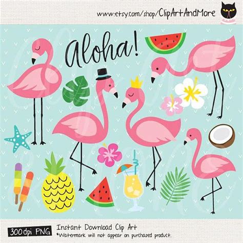 Flamingos Watermelon And Pineapples With The Words Aloha