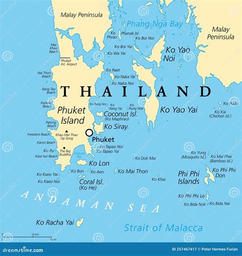 Phuket Largest Island Of Thailand Political Map With Surrounding Area