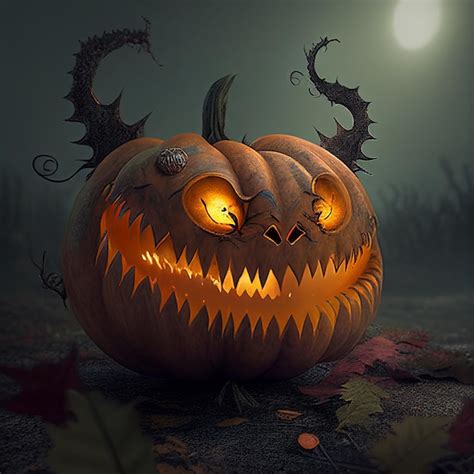 Premium Ai Image Evil Pumpkin For Halloween Generative Ai