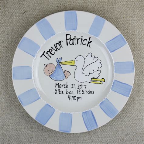 Personalized Birth Plate Baby Girl Plate Baby Boy Plate Etsy