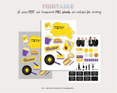 Bts Butter Digital Sticker Printable Bts Handdrawn Etsy