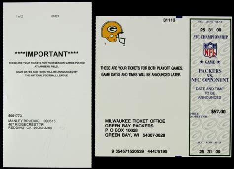 Lot Detail - Green Bay Packers Phantom NFC Championship Game Ticket ...