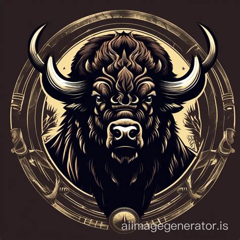 Majestic Bison In Dark Fantasy Vector Graphics Ai Image Generator