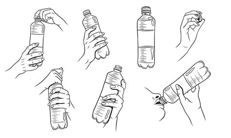 Water In A Plastic Bottle With Hands Set 2035277 Vector Art At Vecteezy