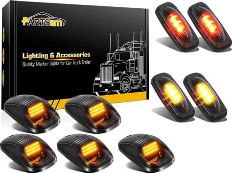 Partsam Smoke Set 5PCs Cab Top Roof Running Marker Light Amber W Wiring