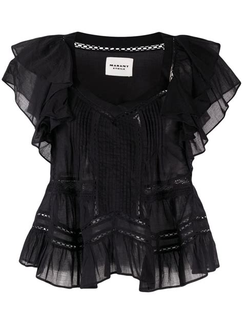 Isabel Marant Étoile short sleeve Ruffled Blouse Farfetch