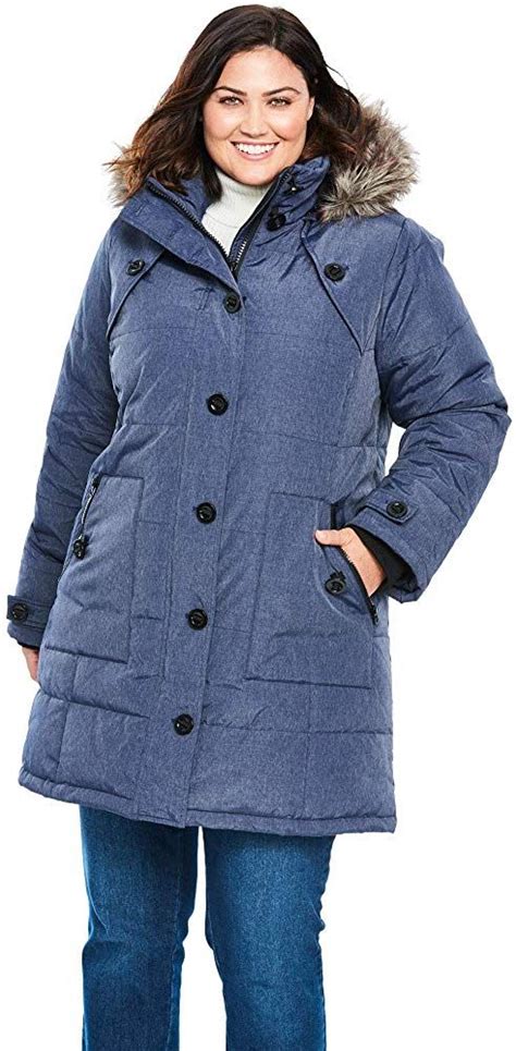 Woman Within Womens Plus Size Heathered Down Puffer Coat 24 W