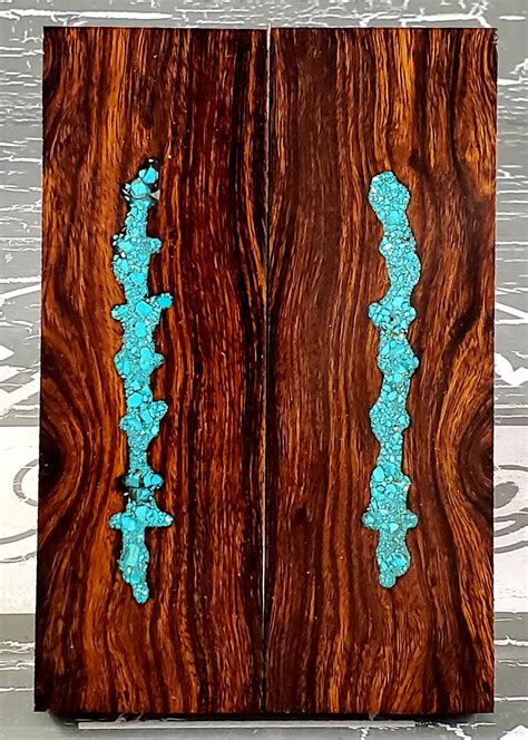 Clear Turquoise River Desert Ironwood Knife Scales Knife Handle Blank