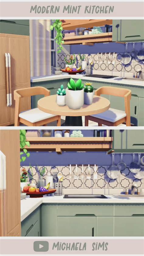 Modern Mint Kitchen The Sims 4 Speed Build No CC ID