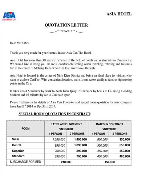 Free 34 Quotation Letter Samples And Templates