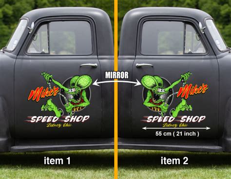 Personalized Hot Rod Garage Rat Fink Speed Shop Vinyl Stickers Dingmun