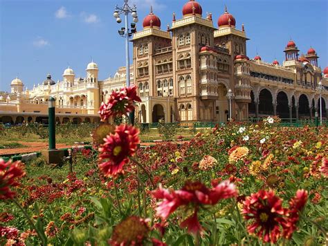 Palace Of Maharaja Of India Mysore Building Flowers Monumental