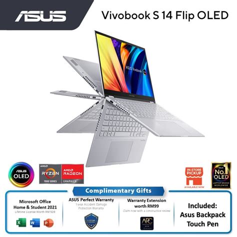 ASUS Vivobook Flip OLED TN3402Y Series Laptop AMD R7 7730U 16GB