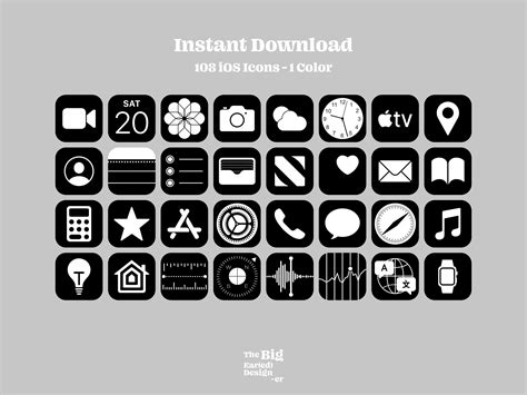 Aesthetic Black iOS 14 App Icons Pack 108 Icons 1 Color | Etsy