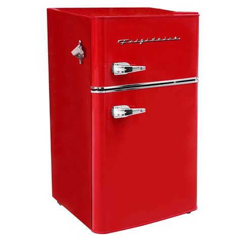 Frigidaire Retro Mini Fridge 3.1 Cu ft Two Door Compact Refrigerator with Freezer, Cool Office ...