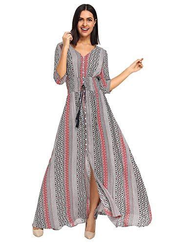 Milumia Womens Button Up Split Floral Print Flowy Party Maxi Dress Multicolor 11 Xs Maxi