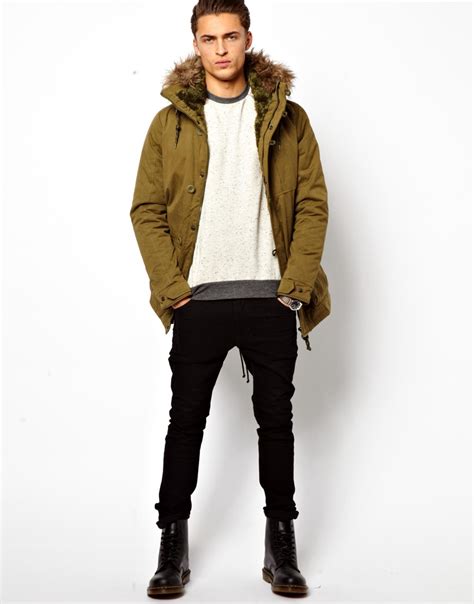 Lyst - Pull&Bear Parka Jacket in Green for Men