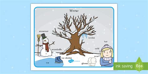 Winter Scene Word Mat Teacher Made Twinkl