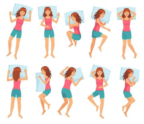 Woman Sleeps In Different Poses Healthy Night Sleep Sleeping Pose And