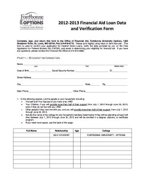 Fillable Online Fontbonne 2021 13 Loan Data And Verification Form Docx