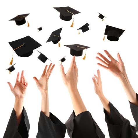 Graduates hands throwing graduation hats — Stock Photo © belchonock ...